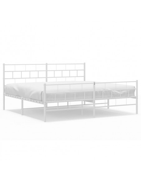 Giroletto con Testiera e Pediera Metallo Bianco 183x213 cm