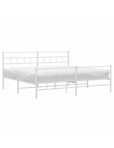 Giroletto con Testiera e Pediera Metallo Bianco 183x213 cm