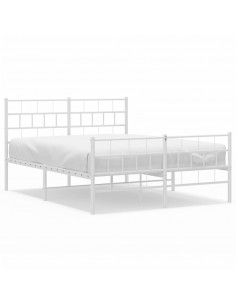 Giroletto con Testiera e Pediera Metallo Bianco 140x190 cm 2