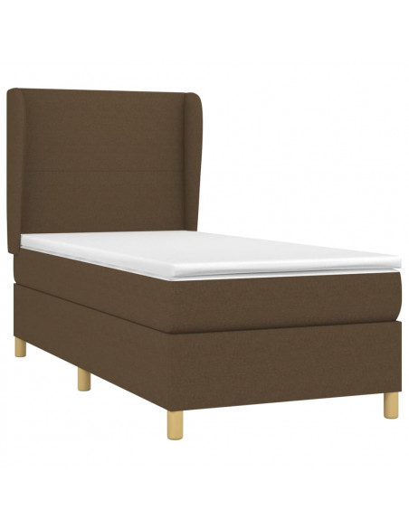 Giroletto a Molle con Materasso Marrone Scuro 90x200 cm Tessuto