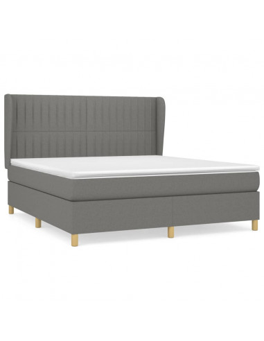Giroletto a Molle con Materasso Grigio Scuro 160x200 cm Tessuto