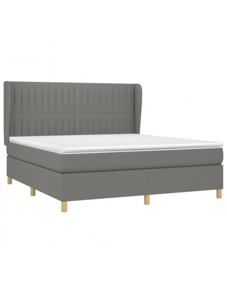 Giroletto a Molle con Materasso Grigio Scuro 160x200 cm Tessuto