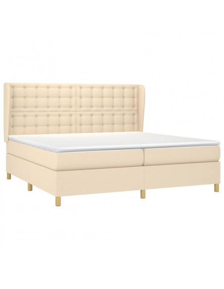 Giroletto a Molle con Materasso Crema 200x200 cm in Tessuto