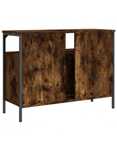 Mobile Lavabo Bagno Rovere Fumo 80x30x60 cm Legno Multistrato