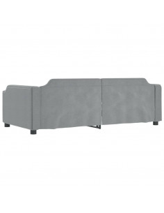 Divano Letto Estraibile Cassetti Grigio Chiaro 90x200cm Tessuto 2