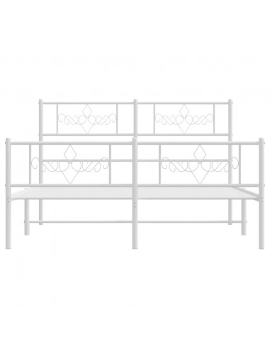 Giroletto con Testiera e Pediera Metallo Bianco 150x200 cm