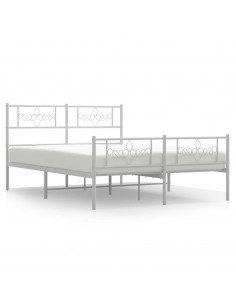 Giroletto con Testiera e Pediera Metallo Bianco 135x190 cm 2