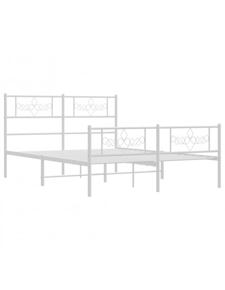 Giroletto con Testiera e Pediera Metallo Bianco 135x190 cm