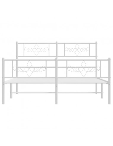 Giroletto con Testiera e Pediera Metallo Bianco 135x190 cm