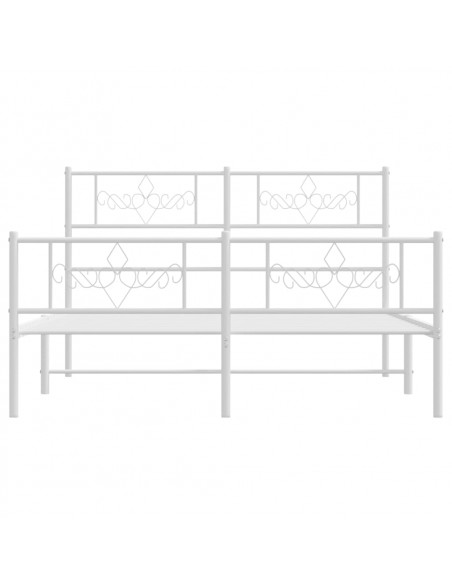 Giroletto con Testiera e Pediera Metallo Bianco 135x190 cm
