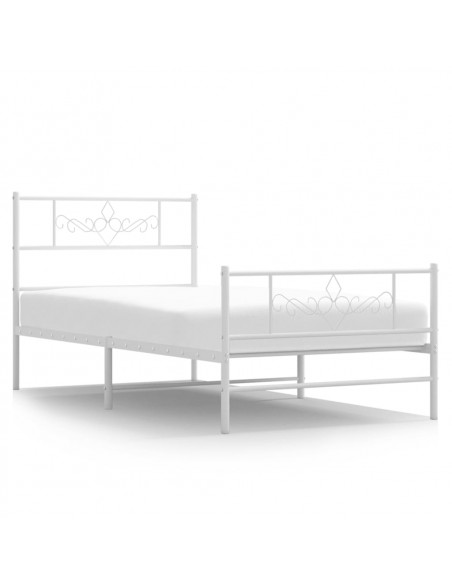 Giroletto con Testiera e Pediera Metallo Bianco 75x190 cm
