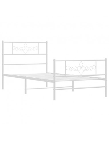 Giroletto con Testiera e Pediera Metallo Bianco 75x190 cm