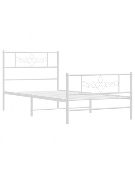 Giroletto con Testiera e Pediera Metallo Bianco 75x190 cm