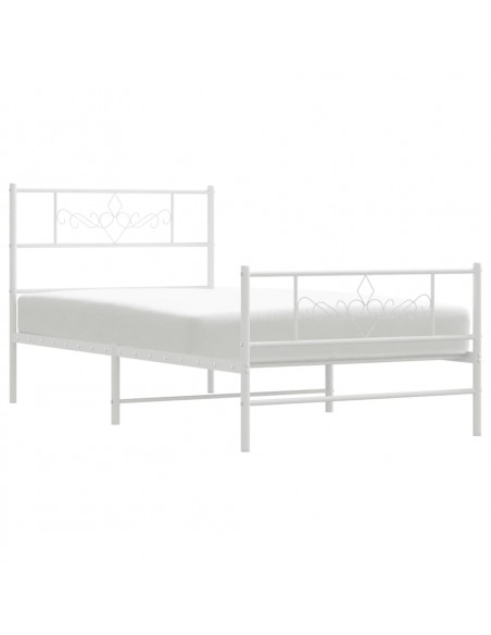 Giroletto con Testiera e Pediera Metallo Bianco 75x190 cm