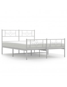 Giroletto con Testiera e Pediera Metallo Bianco 140x190 cm 2