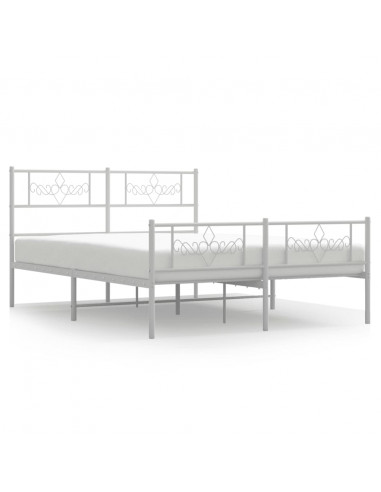 Giroletto con Testiera e Pediera Metallo Bianco 140x190 cm