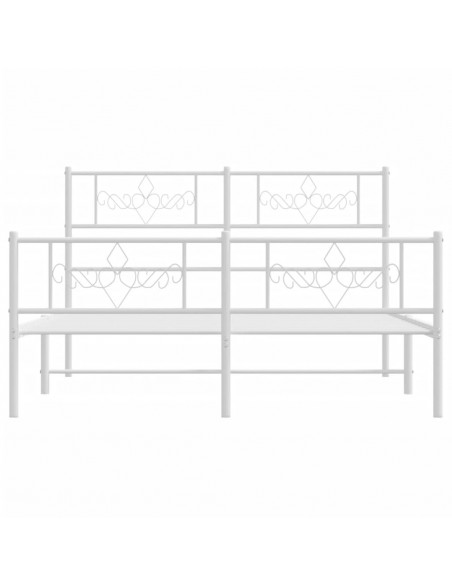 Giroletto con Testiera e Pediera Metallo Bianco 140x190 cm