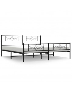 Giroletto con Testiera e Pediera Metallo Nero 183x213 cm 2