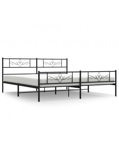 Giroletto con Testiera e Pediera Metallo Nero 183x213 cm