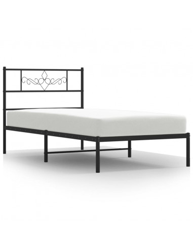 Giroletto con Testiera in Metallo Nero 90x190 cm