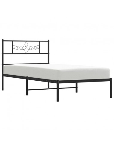 Giroletto con Testiera in Metallo Nero 90x190 cm