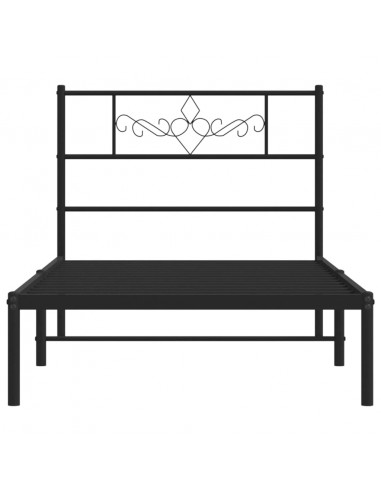 Giroletto con Testiera in Metallo Nero 90x190 cm