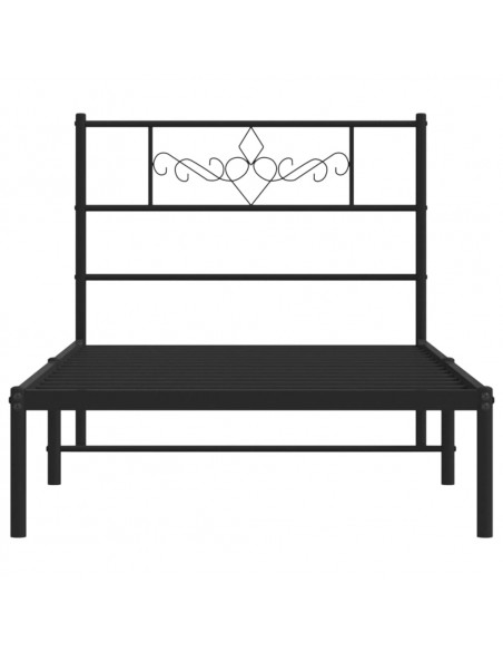 Giroletto con Testiera in Metallo Nero 90x190 cm