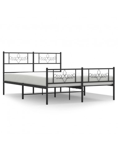 Giroletto con Testiera e Pediera Metallo Nero 150x200 cm