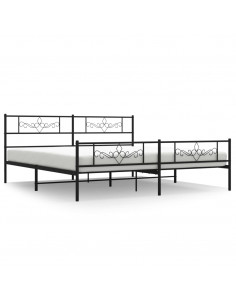 Giroletto con Testiera e Pediera Metallo Nero 193x203 cm 2