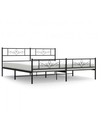 Giroletto con Testiera e Pediera Metallo Nero 193x203 cm