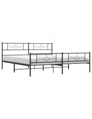 Giroletto con Testiera e Pediera Metallo Nero 193x203 cm