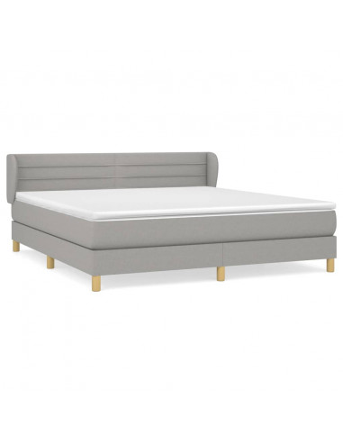 Giroletto a Molle con Materasso Grigio Chiaro180x200 cm Tessuto