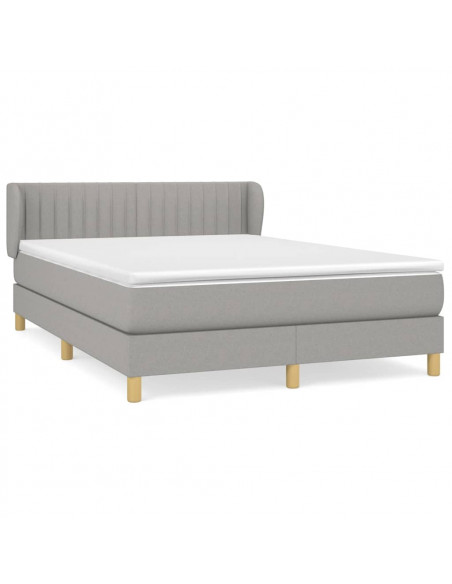 Giroletto a Molle con Materasso Grigio Chiaro 140x190cm Tessuto