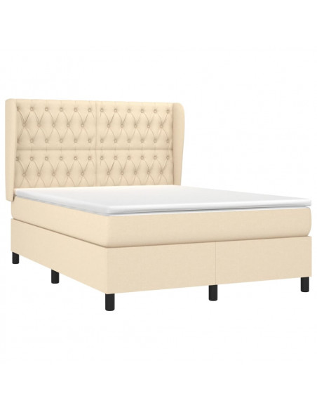Giroletto a Molle con Materasso Crema 140x19 cm in Tessuto