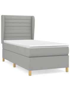 Giroletto a Molle con Materasso Grigio Chiaro 90x190 cm Tessuto 2