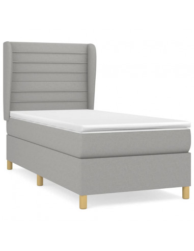 Giroletto a Molle con Materasso Grigio Chiaro 90x190 cm Tessuto