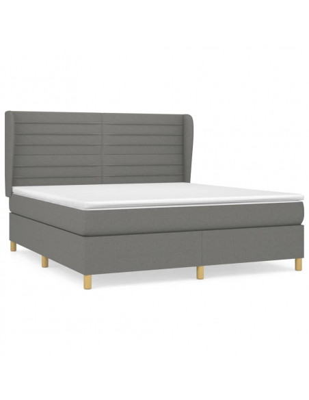 Giroletto a Molle con Materasso Grigio Scuro 160x200 cm Tessuto