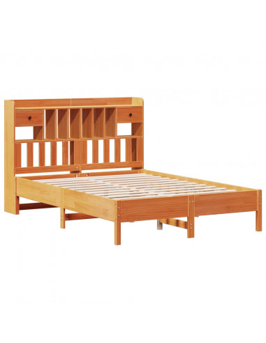 Letto Libreria senza Materasso Marrone Cera 150x200 cm in Pino