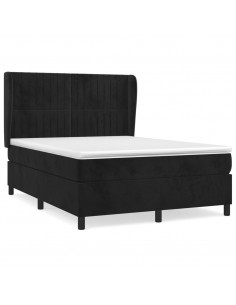 Giroletto a Molle con Materasso Nero 140x190 cm in Velluto 2