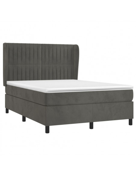 Giroletto a Molle con Materasso Grigio Scuro 140x200 cm Velluto
