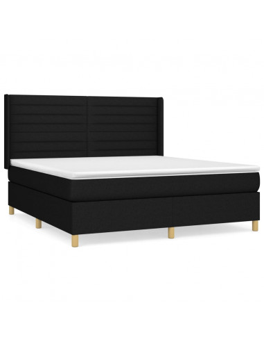 Giroletto a Molle con Materasso Nero 160x200 cm in Tessuto