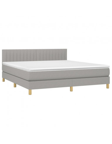 Letto a Molle Materasso e LED Grigio Chiaro 160x200 cm Tessuto