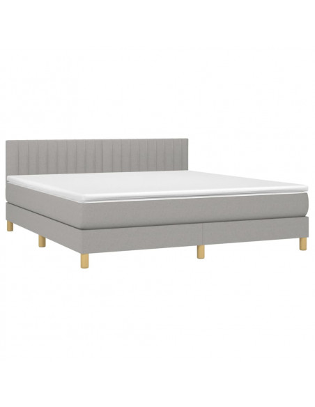 Letto a Molle Materasso e LED Grigio Chiaro 160x200 cm Tessuto