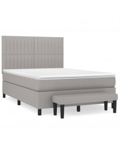 Giroletto a Molle con Materasso Grigio Chiaro 140x190cm Tessuto 2