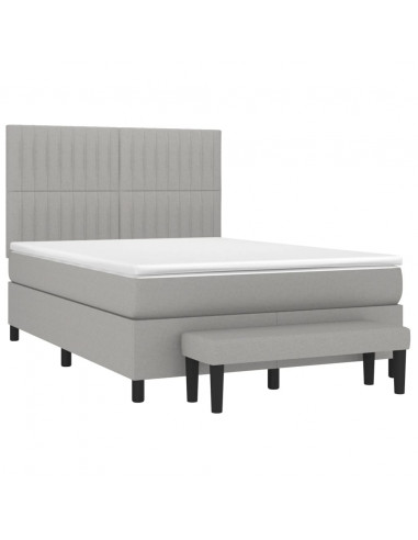 Giroletto a Molle con Materasso Grigio Chiaro 140x190cm Tessuto