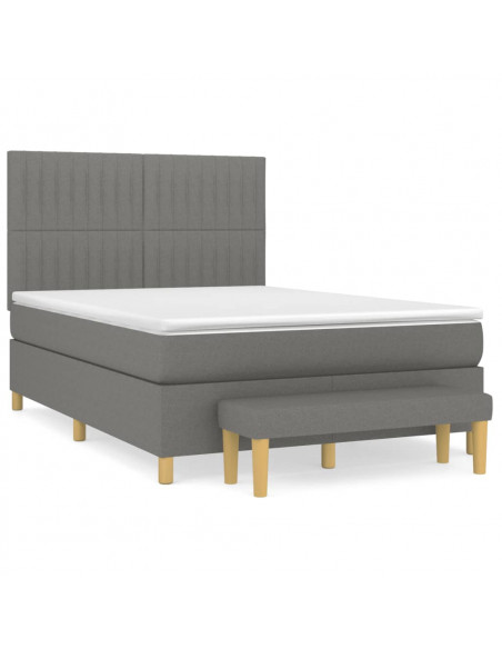 Giroletto a Molle con Materasso Grigio Scuro 140x190 cm Tessuto