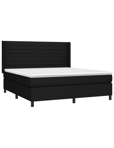 Letto a Molle con Materasso e LED Nero 180x200cm in Tessuto