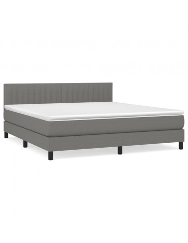 Giroletto a Molle con Materasso Grigio Scuro 160x200 cm Tessuto