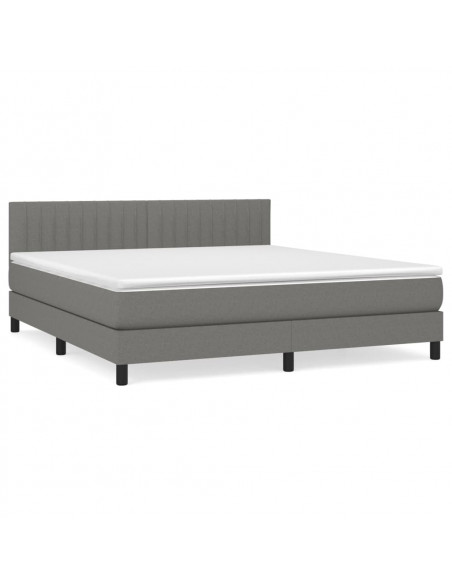 Giroletto a Molle con Materasso Grigio Scuro 160x200 cm Tessuto