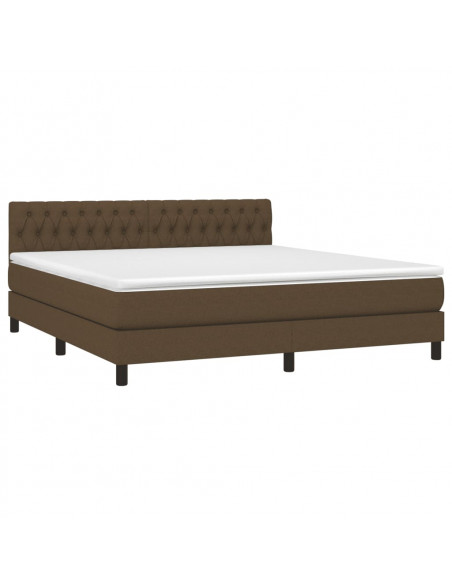 Giroletto a Molle con Materasso Marrone Scuro 180x200cm Tessuto